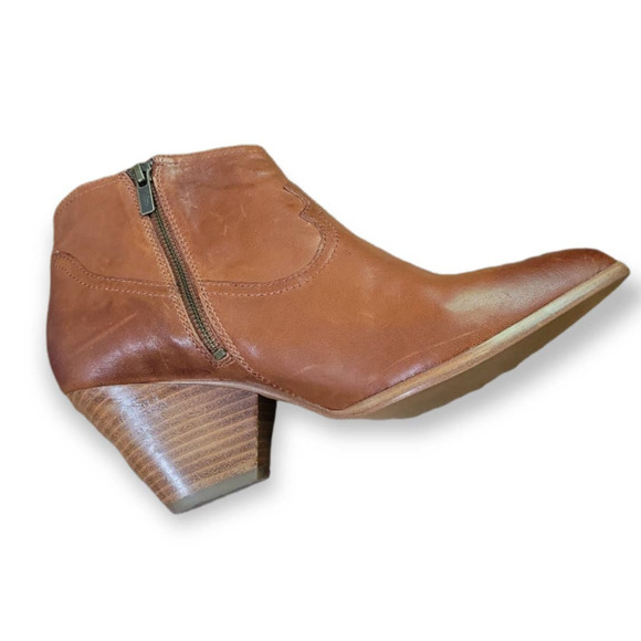 Frye Reina Ankle Bootie Cognac Genuine Leather Western 10 - Picture 4 of 9